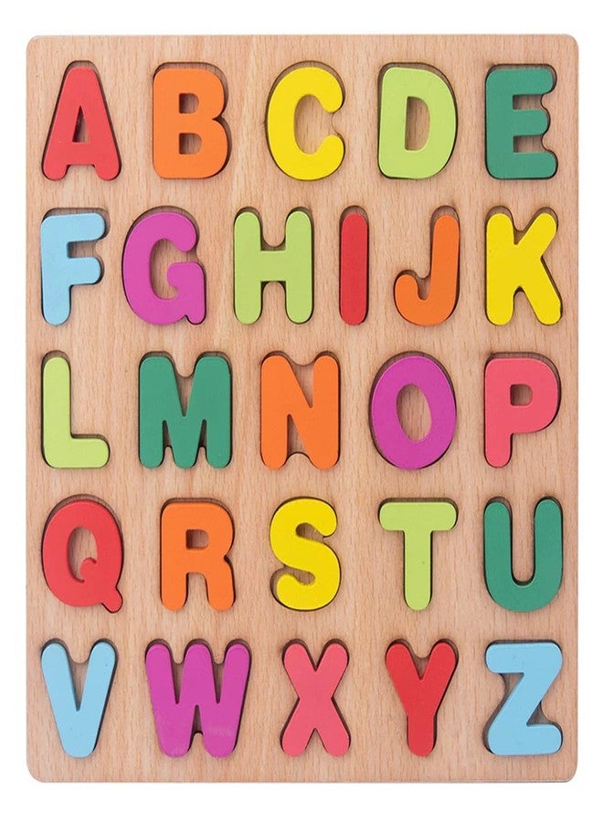 Rukshv Wooden Alphabet ABC -Numbers & Shapes Puzzles for Kids | Preschool Educational Learning Letter Toys, Montessori Sturdy Wooden Construction Puzzle (Alphabet ABC) - Image 2